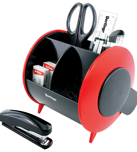 Настольный органайзер Berlingo "Satellite", 9 предметов, черно-красный