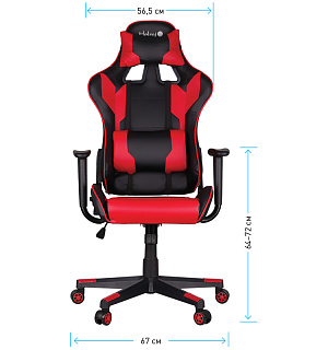 Кресло игровое Helmi HL-G01 "Victory", искусственная кожа, черная/красная, 2 подушки