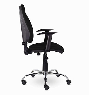 Кресло BRABIX "Comfort MG-322", хром, регулируемая эргономичная спинка, ткань, черное, 532558