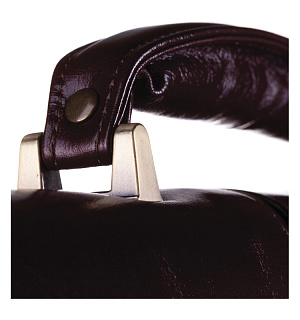 Портфель Delucci "Гиперион", кожа, темный коньяк, 2 отделения, метал. замок, с ремнем