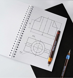 Набор изографов Rotring 0,2/0,35/0,7мм, мех. карандаш 0,5мм, грифели, ластик, насадка для циркуля