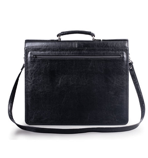 Портфель "Бизнес", 41х34х10 см, искусственная кожа, 3 отделения, замок с ключом, черный, 309