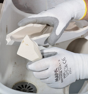 Перчатки текстильные MAPA KryTech 579, полиуретановое покрытие (облив), защита от порезов, размер 8 (M), белые