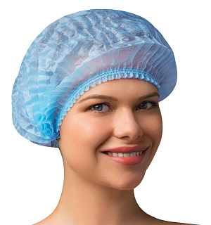 Шапочка одноразовая "Шарлотта" ЧИСТОВЬЕ КОМПЛЕКТ 50 шт., спанбонд 15 г/м2, голубая, 603-204
