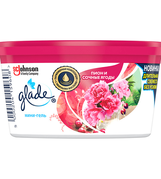 Освежитель воздуха мини-гель Glade "Пион и сочные ягоды", 70гр