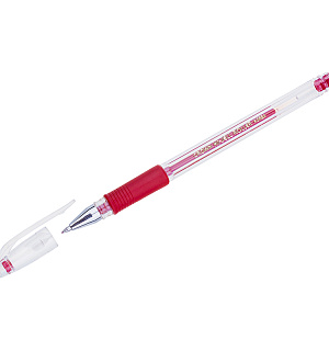 Ручка гелевая Crown "Hi-Jell Grip" красная, 0,5мм, грип