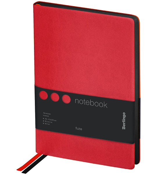 Записная книжка А5 80л., кожзам, Berlingo "Fuze", цветной срез, красный