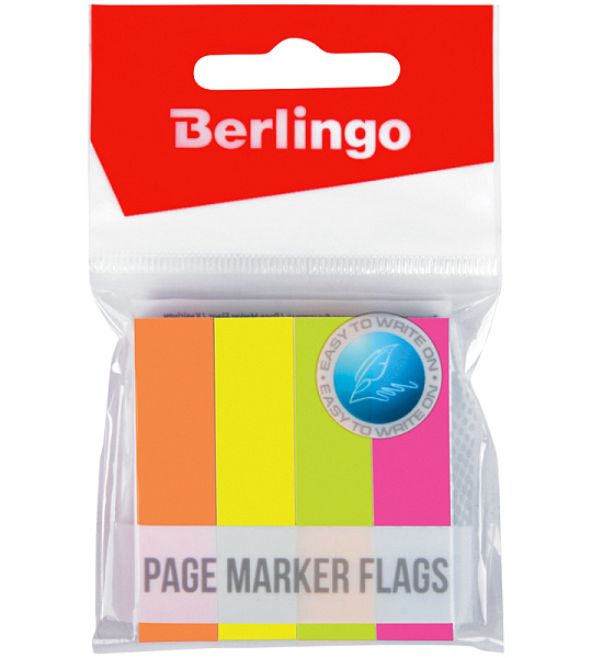 Флажки-закладки Berlingo, 12*50мм, 100л*4 неоновых цвета
