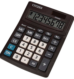 Калькулятор настольный CITIZEN BUSINESS LINE CMB801BK, МАЛЫЙ (137x102 мм), 8 разрядов, двойное питание