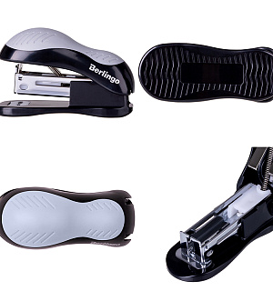 Мини-степлер №24/6, 26/6 Berlingo "Office Soft" до 15л., черный