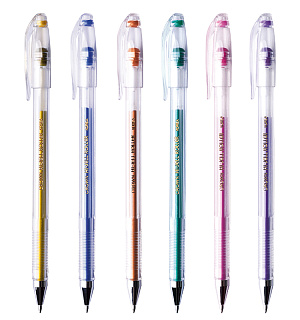 Набор гелевых ручек Crown "Hi-Jell Metallic" 6шт., 06цв., 0,7мм, металлик, ПВХ уп., европодвес