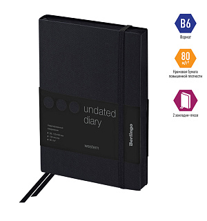 Ежедневник недатир. В6, 136л., кожзам, Berlingo "Western", с резинкой, черный