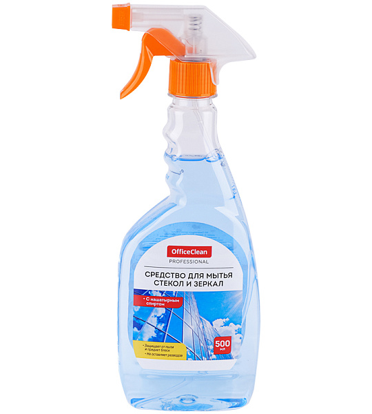 Средство для мытья стекол и зеркал OfficeClean Professional, с нашатырным спиртом, 500мл, с курком
