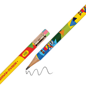 Карандаш ч/г Мульти-Пульти "Приключения Енота" HB, с ластиком, круглый, заточен., рисунок на корп. ассорти