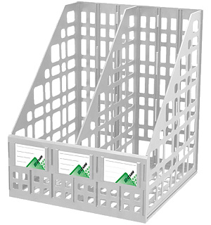 Лоток для бумаг вертикальный СТАММ, сборный, 2 отделения, серый
