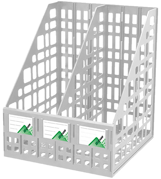 Лоток для бумаг вертикальный СТАММ, сборный, 2 отделения, серый