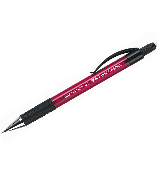 Карандаш механический Faber-Castell "Grip Matic 1377" 0,7мм, грип, с ластиком, автоподача грифеля, красный