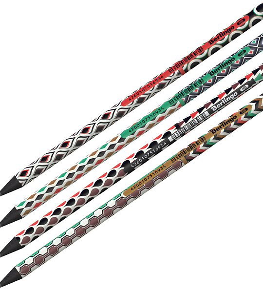 Карандаш ч/г Berlingo "Arcade" HB, круглый, черное дерево, заточен