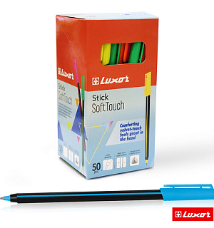 Ручка шариковая Luxor "Stick Soft Touch" синяя, 0,7мм, корпус ассорти