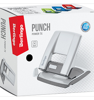 Дырокол Berlingo "Power TX" 30л., металлический, с фиксатором и линейкой, красный