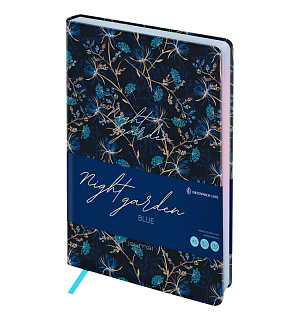 Ежедневник недатированный А5, 136л., кожзам, Greenwich Line "Night garden. Blue", тон. блок