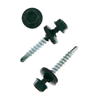 Саморезы кровельные ТУНДРА krep с буром 4.8x35 мм, темно-зеленый 1 кг