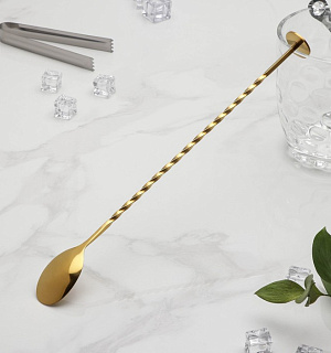 Ложка барная с мадлером, h=32 см, цвет золотой