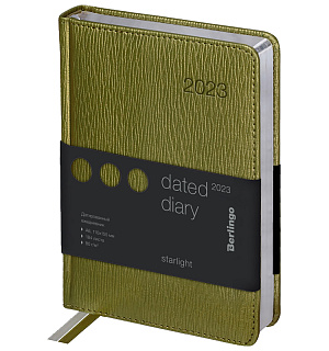 Ежедневник датированный 2023г., А6, 184л., кожзам, Berlingo "Starlight", сер. срез, салатовый