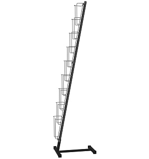 Стойка напольная для рекламных материалов OfficeSpace, 161*41*39см, 9 лотков А4, черная/хром