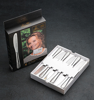 Набор ножей столовых «Юлия Высоцкая», h=22 см, 6 шт, цвет серебряный