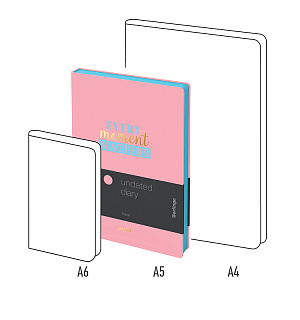 Ежедневник недатированный, А5, 160л., кожзам, Berlingo "Haze", голубой срез, розовый, с рисунком