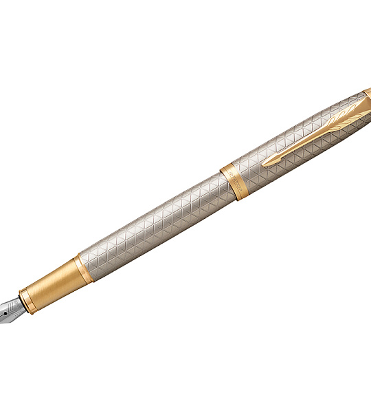 Ручка перьевая Parker "IM Premium Warm Silver GT" синяя, 0,8мм, подарочная упаковка