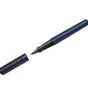 Ручка-роллер Faber-Castell "Hexo" черная, 0,7мм, шестигран., синий корпус, инд. карт. упаковка