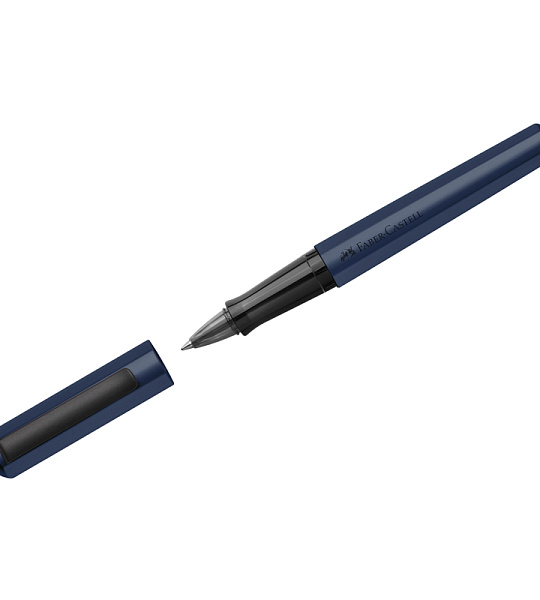 Ручка-роллер Faber-Castell "Hexo" черная, 0,7мм, шестигран., синий корпус, инд. карт. упаковка