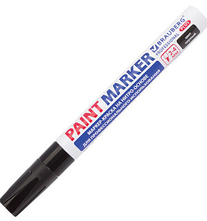 Маркер-краска лаковый (paint marker) 4 мм, ЧЕРНЫЙ, НИТРО-ОСНОВА, алюминиевый корпус, BRAUBERG PROFESSIONAL PLUS, 151445