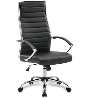 Кресло офисное BRABIX "Style EX-528", экокожа, хром, черное, 531947