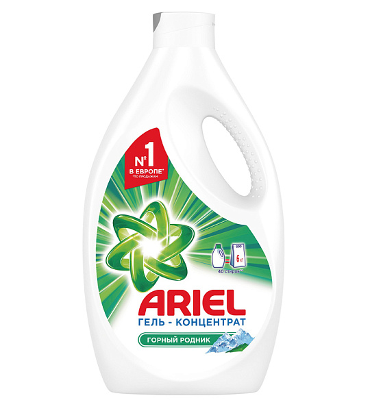 Гель для стирки Ariel "Горный родник", концентрат, 2,6л