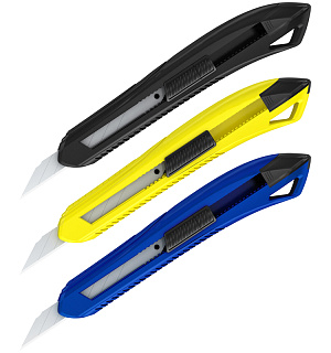 Нож канцелярский 9мм Berlingo "Razzor 100", push-lock, ассорти, европодвес