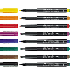 Набор перман. маркеров Faber-Castell "Multimark permanent" M, 08цв., пулев., 1,0мм, с ластиком