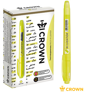 Текстовыделитель Crown "Multi Hi-Lighter" желтый, 1-4мм