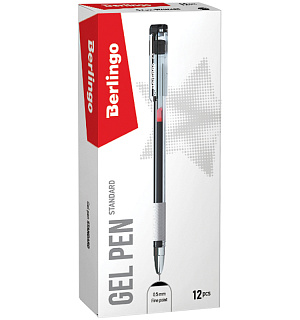 Ручка гелевая Berlingo "Standard" черная, 0,5мм, грип, игольчатый стержень