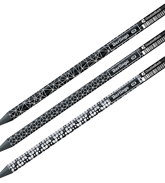 Карандаш ч/г Berlingo "Doubleblack" HB, черное дерево, круглый, заточен., ассорти