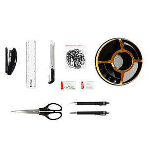 Настольный органайзер Berlingo "BR", 9 предметов, вращающийся, черный/оранжевый