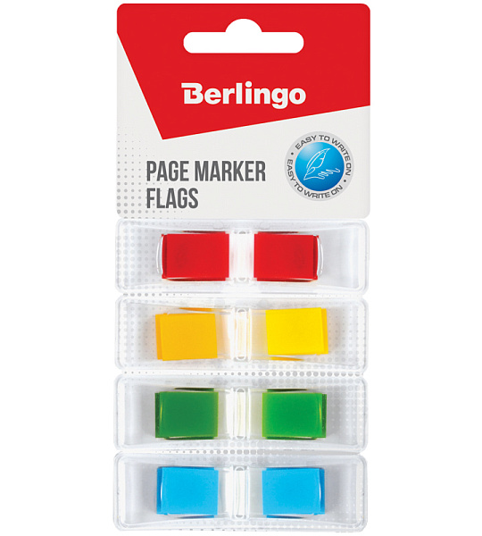 Флажки-закладки Berlingo, 45*12мм, 35л*4 неоновых цвета, в индивидуальных диспенсерах, европодвес