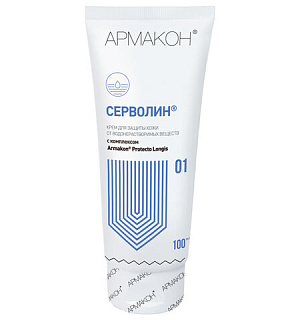 Крем защитный, 100 мл, АРМАКОН "СЕРВОЛИН", гидрофильный, от нефтепродуктов, смазочно-охлаждающих жидкостей, красок, 1197