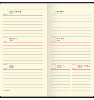 Еженедельник недатированный, карманный, 64л., кожзам, OfficeSpace "Fortune", черный, серебр. срез