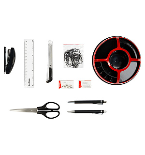 Настольный органайзер Berlingo "BR", 9 предметов, вращающийся, черный/красный, блистер