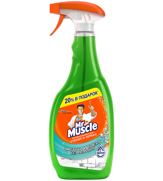 Средство для мытья стекол и поверхностей Mr.Muscle "С уксусом", 750мл, с курком