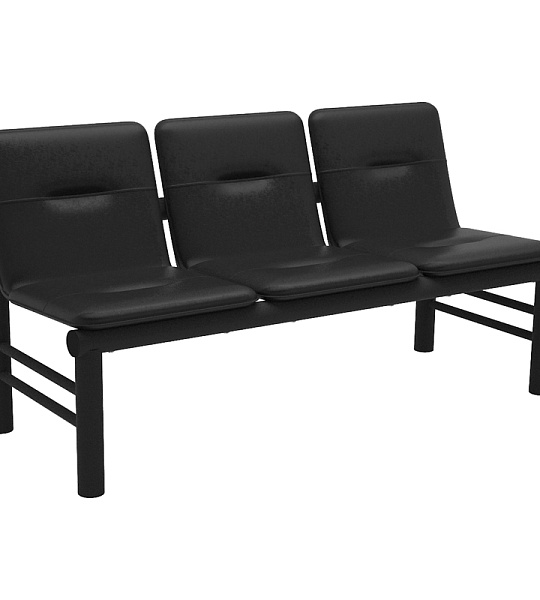 Секция 3 места Троя, 1470*590*755, каркас черный муар, кожзам черный К-01 (ПОД ЗАКАЗ)