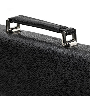 Портфель из натуральной кожи, 38х27х12 см, 2 отделения, замок с ключом, черный, 2-237